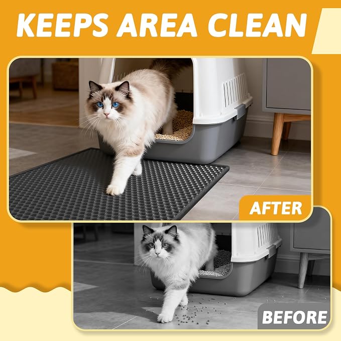 Pieviev 2 Packs Cat Litter Mat Double Layer Waterproof Urine Proof Trapping Mat - Image 7