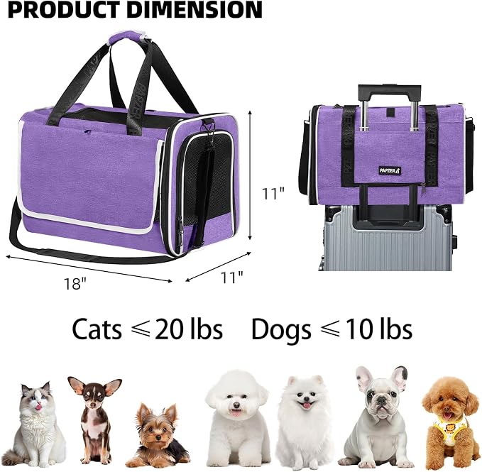 Top Open Medium Pet Carrier Roll Up Flap - Image 2