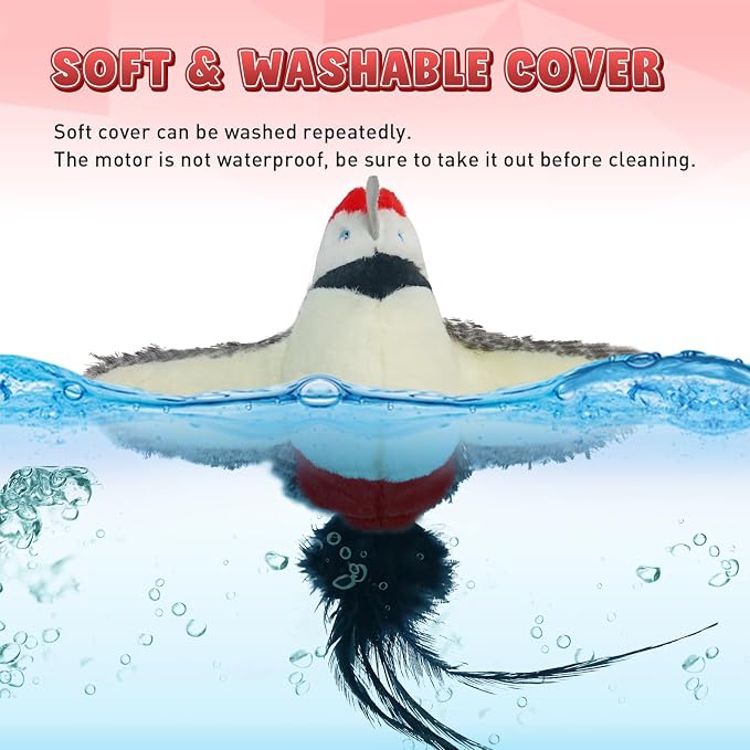 Cat Toys, Flapping Wings Woodpecker, No Flying, Chirping Bird Interactive - Image 5