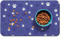 Dog Food Mat, Absorbent Water Bowl Mats Cat Pet Feeding Placemats Dark Blue 17 by Zoeeya