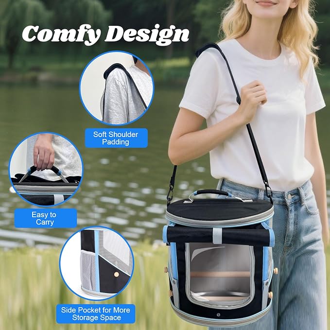 Small to Medium Bird Travel Carrier Cage, Portable Parrot Parakeet Cockatile - Image 5