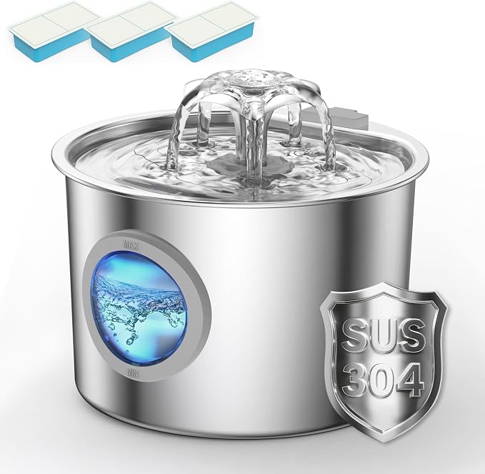 Cat Water Fountain Advanced 304 Stainless Steel 2.2L/74oz by Unknown