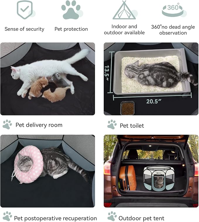 Dog Playpen with 2 Washable Pee Pad, Puppy Pet Cat Playpen Small AnimalsTent - Image 7