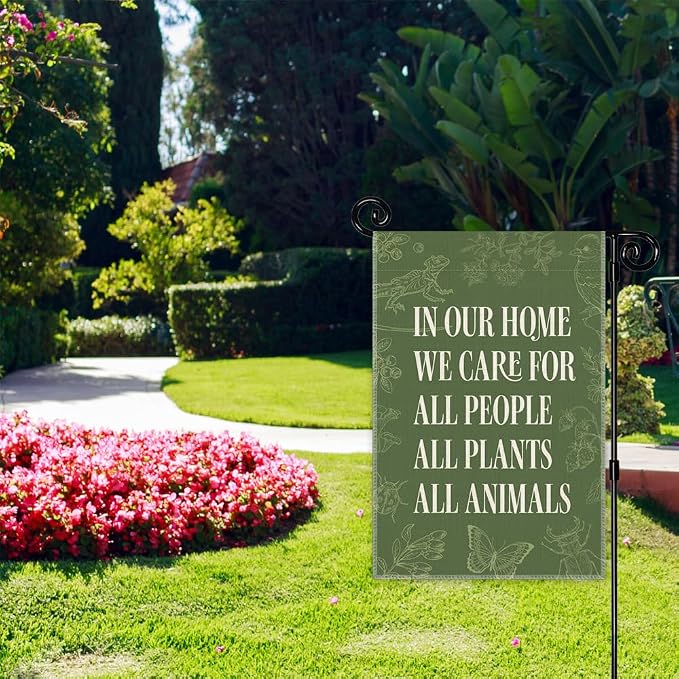 In Our Home We Care for All People Plants Animals Garden Flag, Double Sided - Image 4