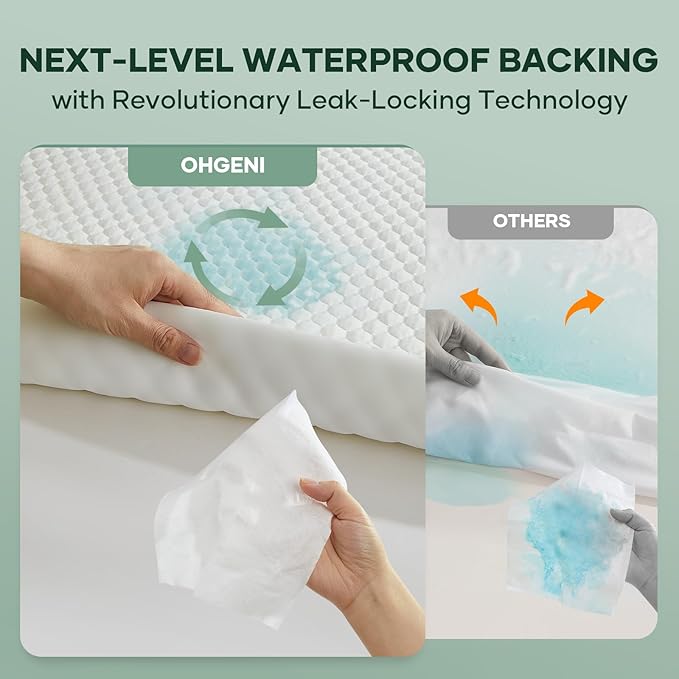 OhGeni 100% Waterproof Mattress Protector, Twin Size Mattress Soft Pad - Image 3