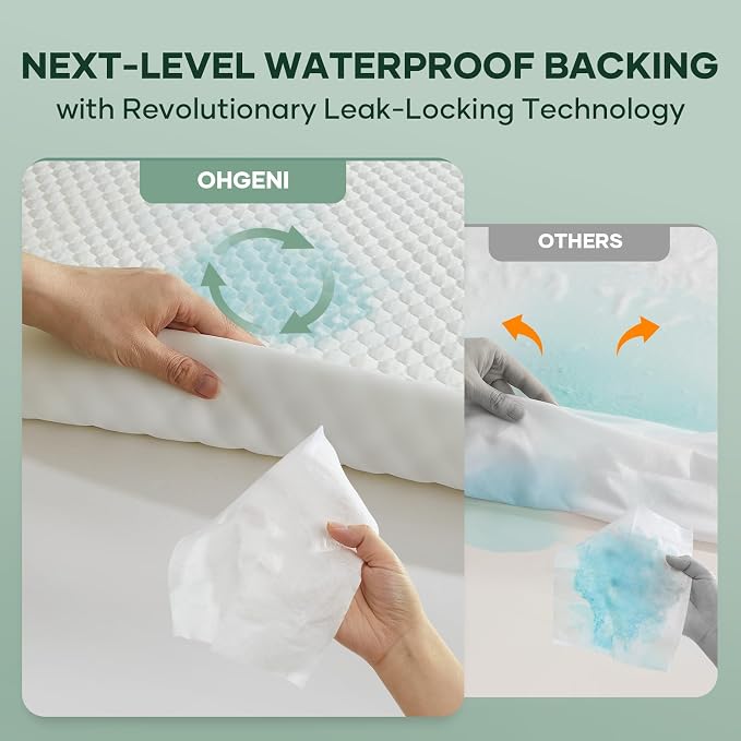 OhGeni 100% Waterproof Mattress Protector, California King Mattress Soft Pad - Image 3