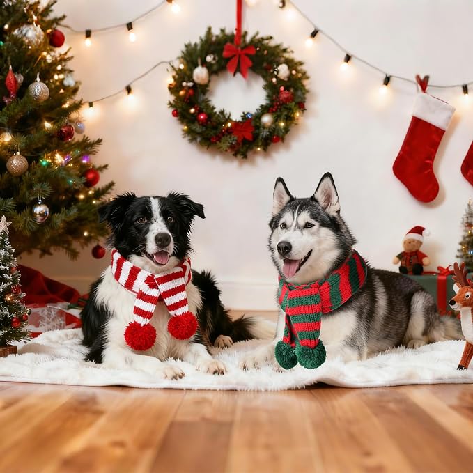 BWOGUE 2-Piece Knitted Dog Christmas Scarf & Bandana - Image 8