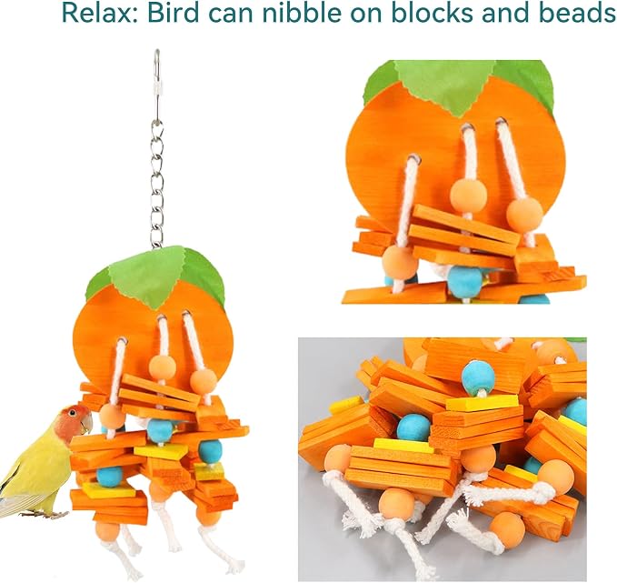 JSLZF Bird Chewing Toy for Parrot Cockatiel Conure Wood Block Cage Hanging - Image 3