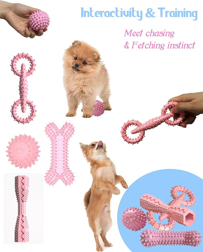 4 Pack Puppy Teething Toys Dog Durable Chew Toys Soft Rubber Toy Dog Teeth - Image 4