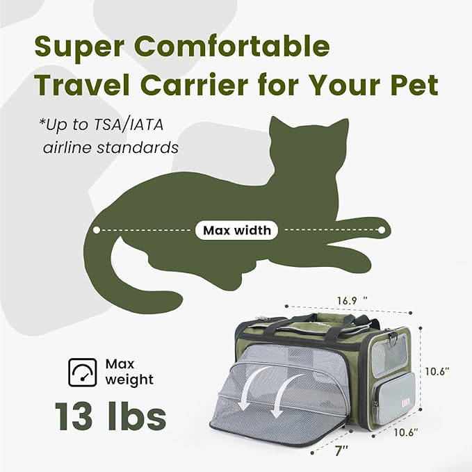 Pawaii Pet Carrier, TSA Airline Approved Cat Carrier, Soft Sided Collapsible - Image 4