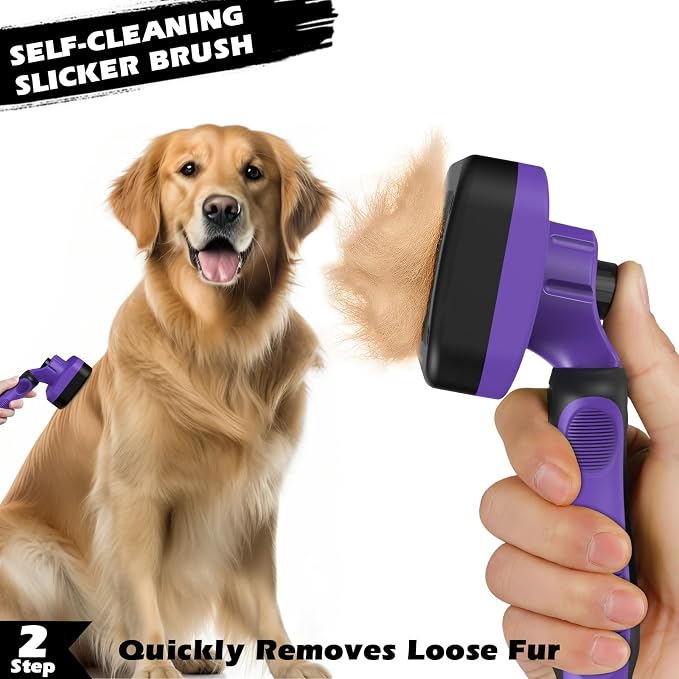 3PCS Self Cleaning Slicker Brush & Pet Grooming Rake & Flea Comb - Image 4