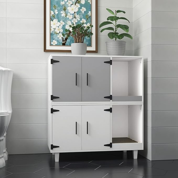 GDLF Modern Wood Pet Crate Cat Washroom Hidden Litter Box Enclosure Furniture - Image 3