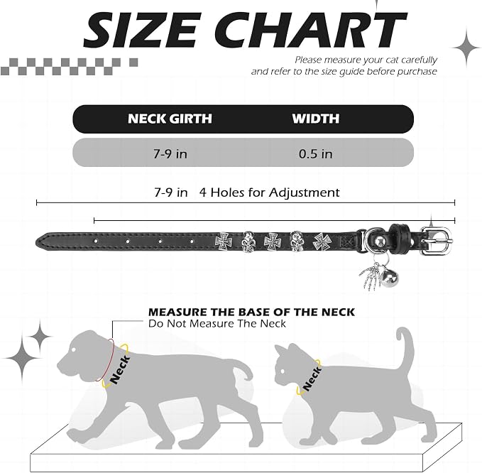 EXPAWLORER Leather Cat Collar for Girl Boy- Adjustable Pet Collar - Image 2