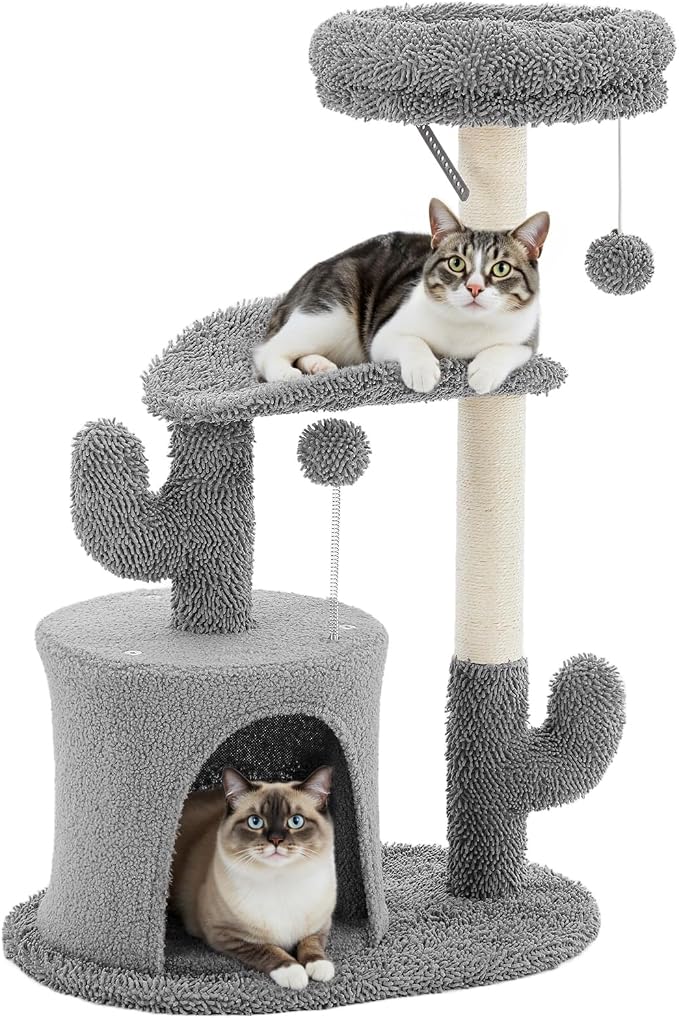 Sweetcrispy 33" Cat Tree Tower for Indoor Cats, Small Cat Scratching Post by Sweetcrispy
