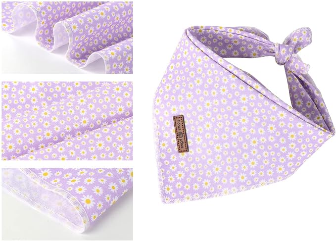 Lionet Paws Spring Daisy Dog Bandana Washable Cotton Handkerchief Scarf - Image 3