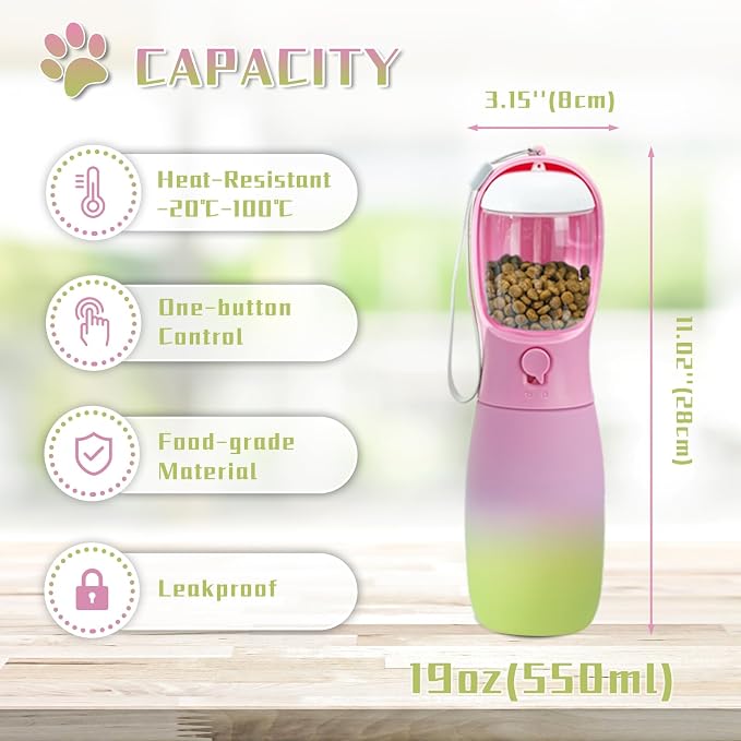Dog Water Bottle Portable, 19Oz Large Capacity Dog Water Dispenser, Food Grade - Image 3