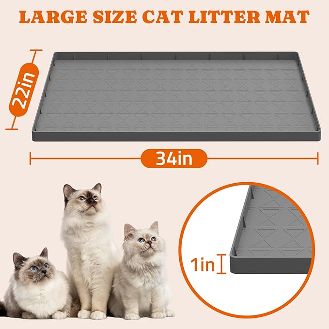 Pawtners Cat Litter Mat, Large 34" x 22" Litter Box Mat, Non-Slip Kitty Litter - Image 4