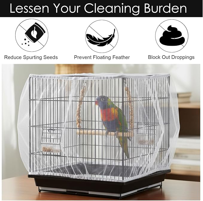 Bird Cage Seed Catcher, Universal Adjustable Birds Cages Cover Net Liner - Image 4