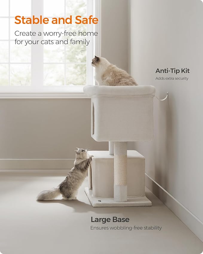 Feandrea Cat Tree, 40.6-Inch Cat Tower, Plush Condo - Image 8