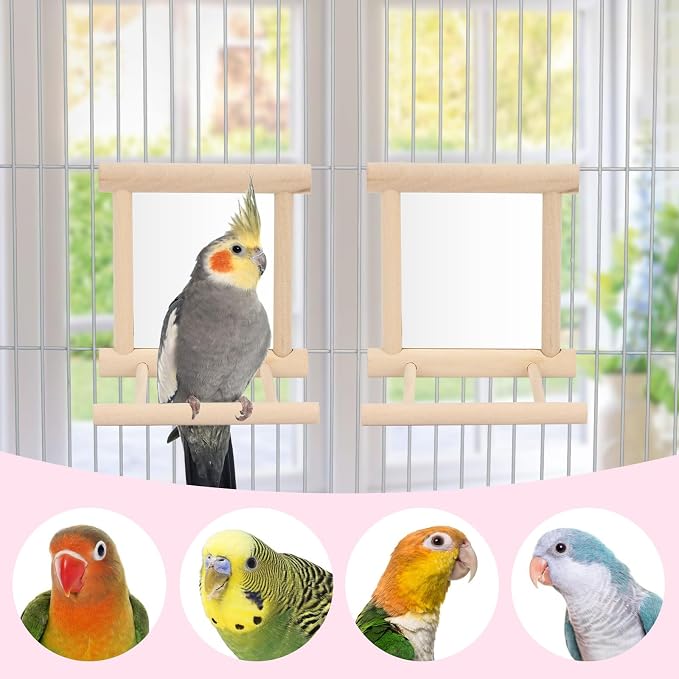 Wontee Bird Mirror Bird Toys for Budgies Parakeets Cockatiels Lovebirds Conures - Image 4