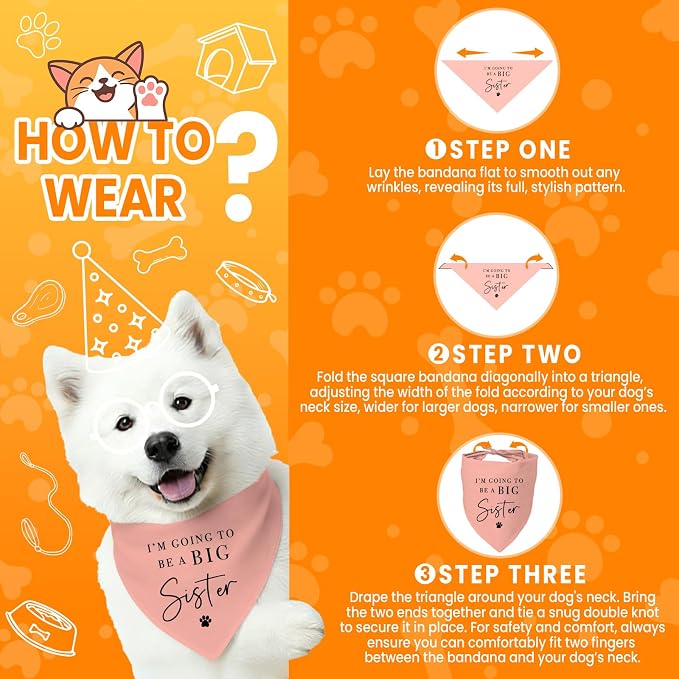 2 Pack Dog Bandanas for Pregnancy Announcement, I'm Going to Be A Big Brother - Image 4
