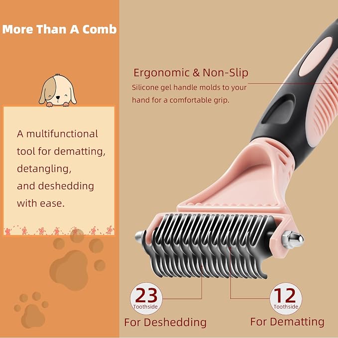 3PCS Cat & Dog Brush Set: Slicker & Deshedding Brush, Dematting Comb, and Bath - Image 3