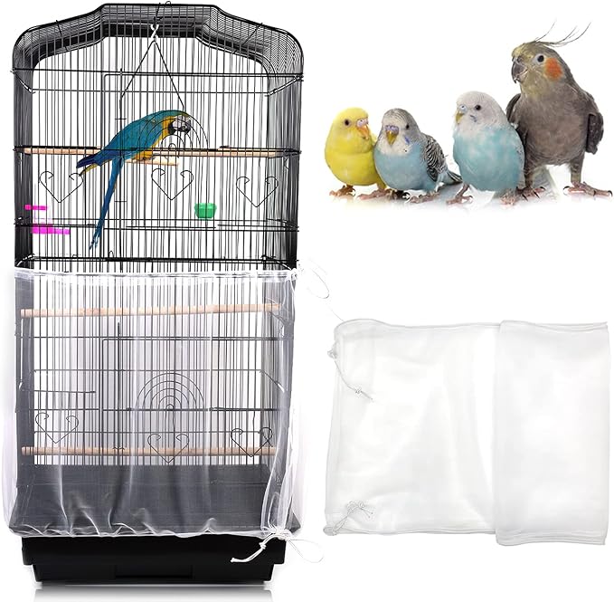 Daoeny Universal Bird Cage Cover, Adjustable Parrot Nylon Airy Soft Mesh Net by Daoeny