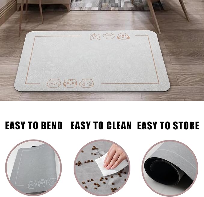 YCT Cat Pet Food Mat, Non-Slip Bottom Absorbent Quick Dry Feeding Mat - Image 5