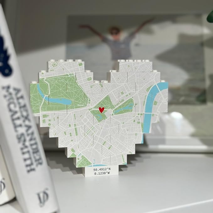 NAZENTI Personalised Map Print Heart Building Block, Wedding Present, - Image 2