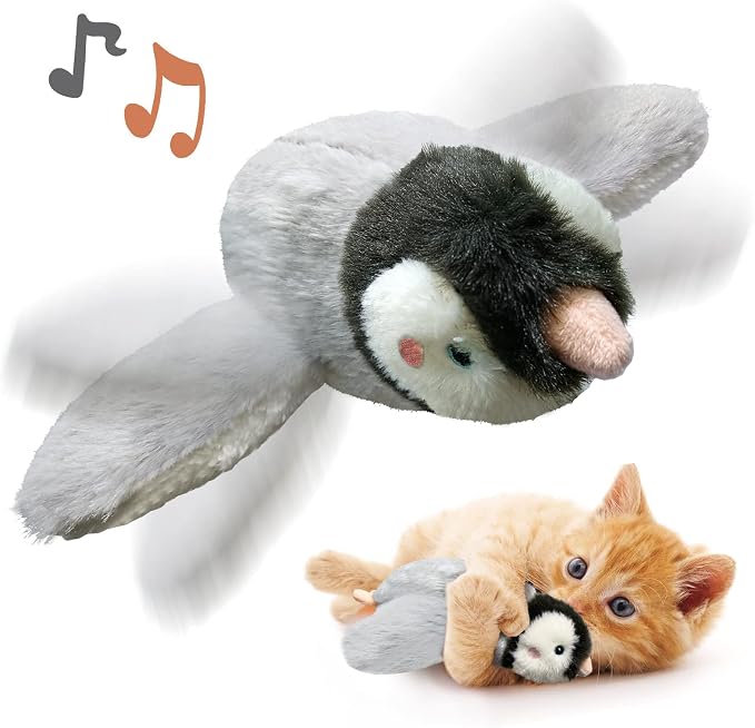 Cat Toys, Flapping Wings Penguin, No Flying, Chirping Bird Interactive Catnip by KreizyGo