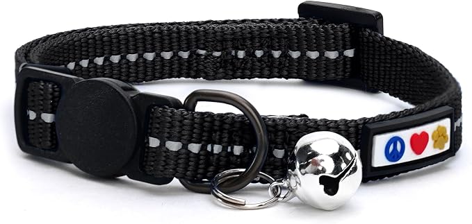 Pawtitas Recycled Black Reflective Cat Collar – Eco-Friendly Breakaway Safety by Pawtitas