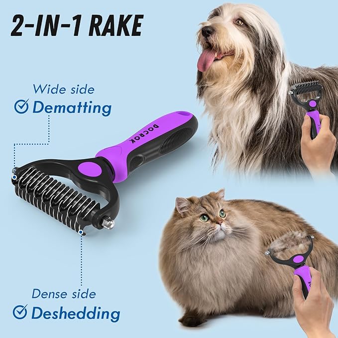 Pet Grooming Brush and Metal Comb Combo - Image 2