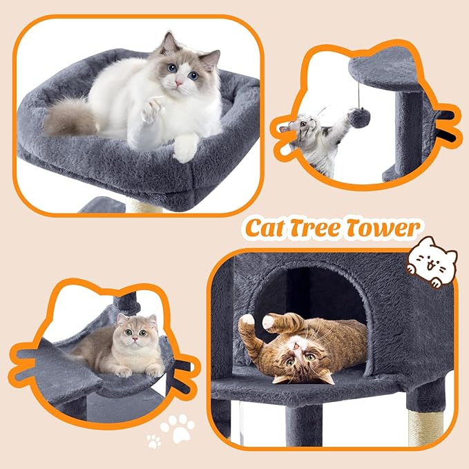 Sweetcrispy 44 Inch Cat Tree Tower, Cat Climbing Tower - Image 4