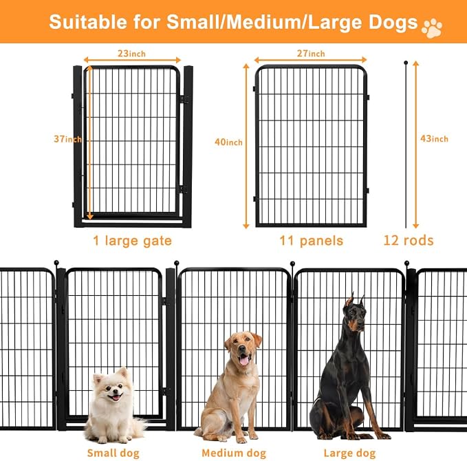 Dog Fence Outdoor Pens Outside, Portable Dog Play Pen 40" H 12 Panels Pet - Image 6