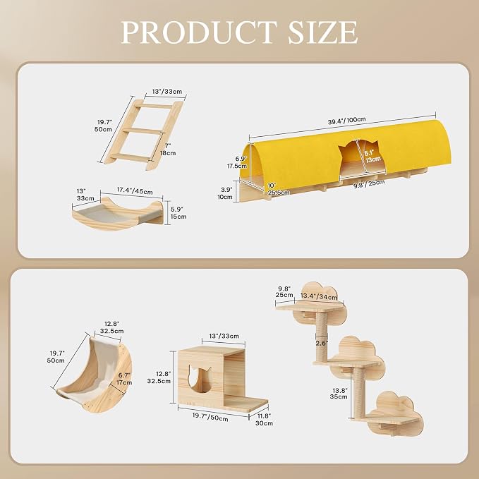 13-in-1 Cat Wall Shelves and Perches, Floating Cat Shelves, Solid Wood Wall - Image 2