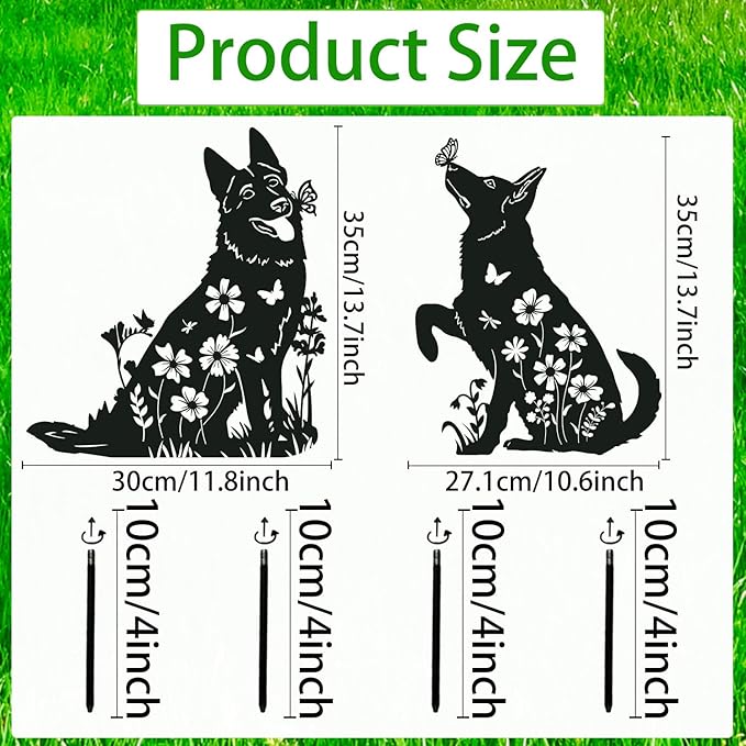 German Shepherd Metal Garden Stakes Yard Decor, Lawn Ornaments - Image 2