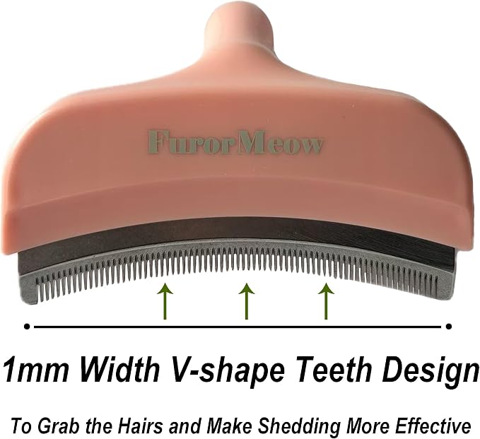 Pet Deshedding Tool with Curve Blade, Cat Grooming Brush, Tight V-shaped Teeth - Image 3