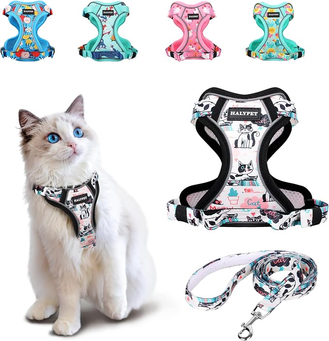 Halypet Cat Harness and Leash Set Cute Escape Proof Vest Harness by DOMoreWithYourPet