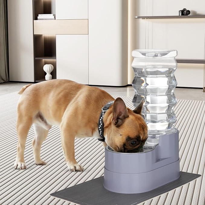 RIZZARI Large Water Dispenser for Dogs: 8L Gravity Gray Automatic Stainless - Image 6
