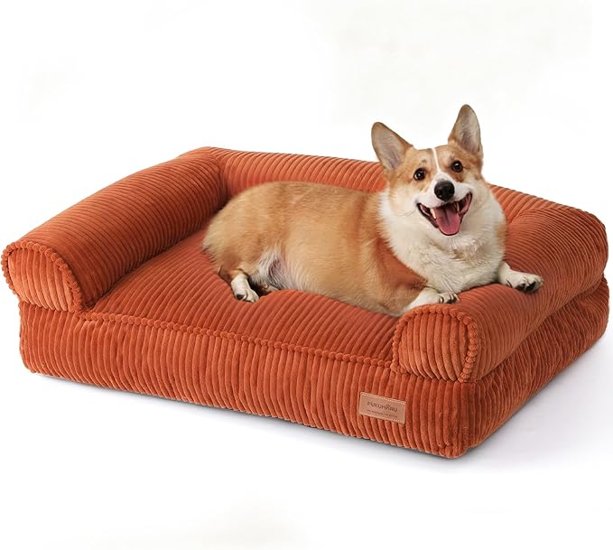 FUKUMARU Cute Dog Bed, Waterproof Corduroy Dogs Couch, 36in Orthopedic Pet Sofa by FUKUMARU