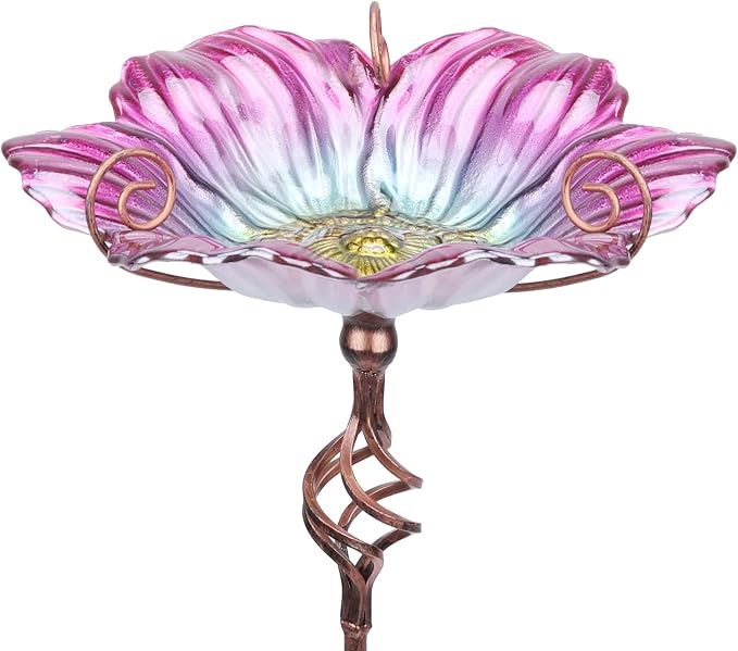 MUMTOP 31 Inch Height Glass Birdbath Birdfeeder by MUMTOP