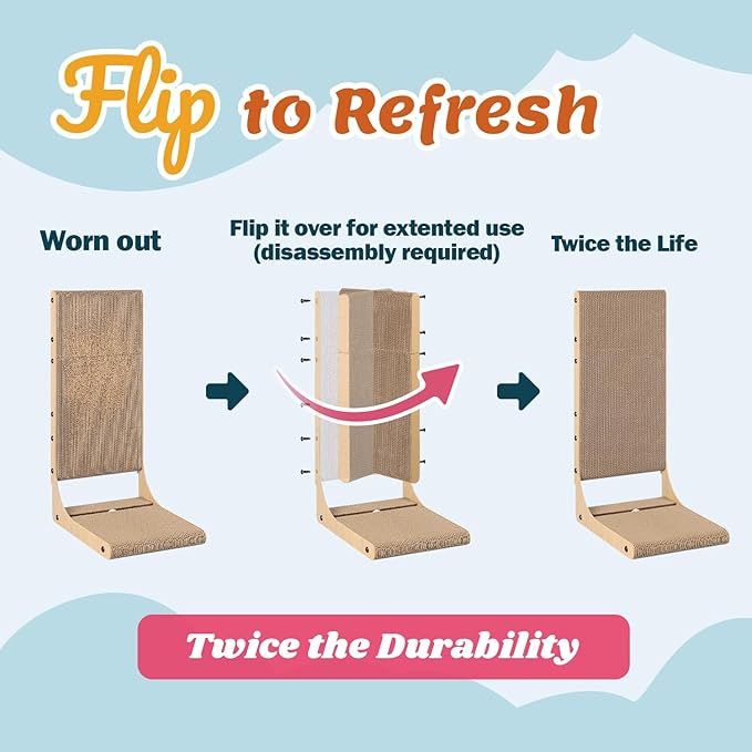 Zakkart 2-Pack Cat Scratching Board, 25.6'' Tall Cardboard L Shape Vertical Cat - Image 3