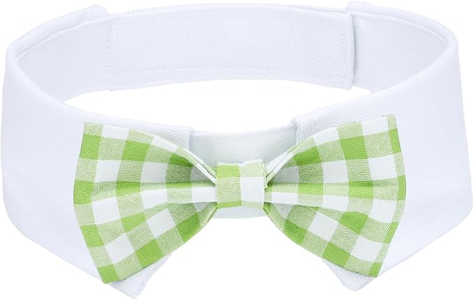 Segarty Dog Bow Tie for Neck Girths 16.5-21.2in, Adjustable Green Plaid Bowtie by Segarty