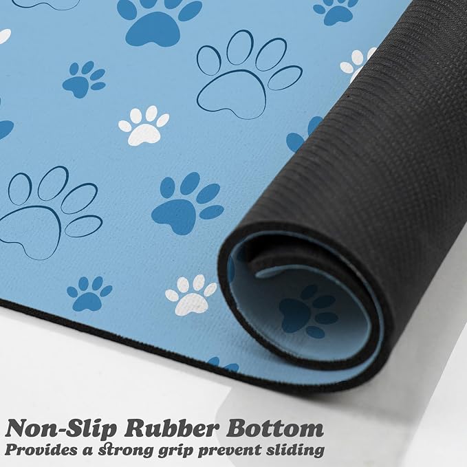 Dog Food Mat, Absorbent Water Bowl Mats Cat Pet Feeding Placemats Blue 17 * 30 - Image 3