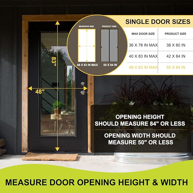 Magnetic Screen Door for 48 x 83 Inch French Door, Screen Itself Size: 50" x 84" - Image 2