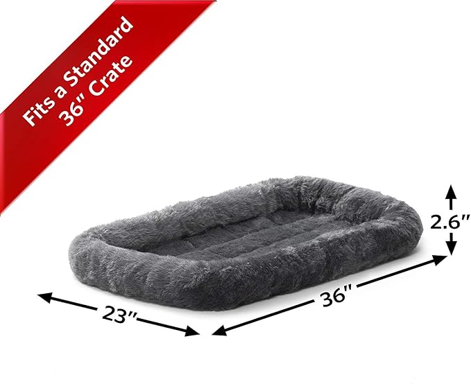 MidWest Homes for Pets QuietTime Dog Bed – Gray Faux Fur Bolster, Ultra-Soft - Image 2