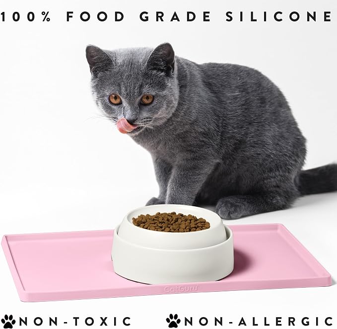 CatGuru Cat Food Mat, Small & Large Pet Feedingd Mat, 100% Waterproof Cat Mats - Image 6