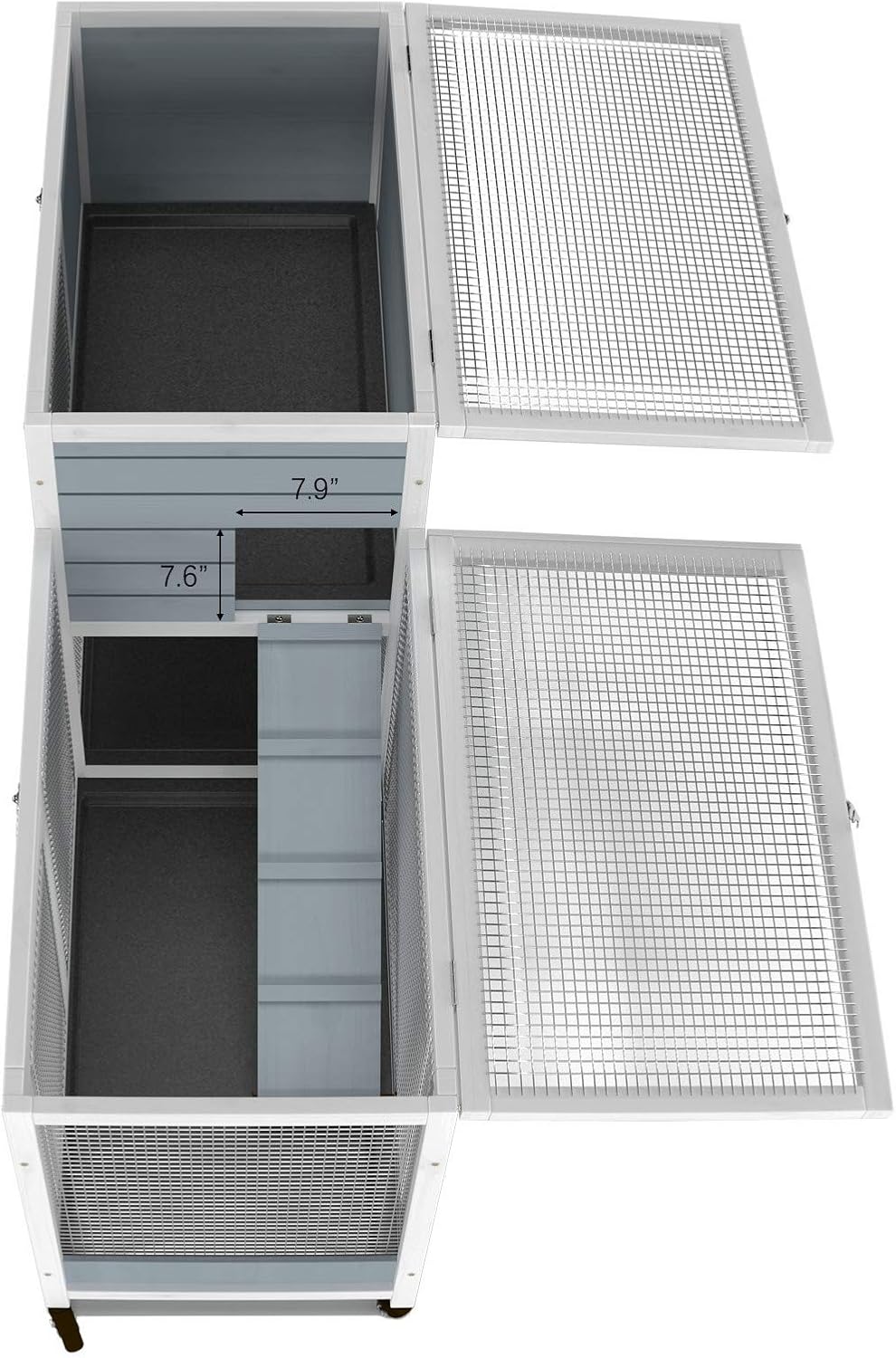 GDLF 58" Rabbit Hutch with Wheels and Cleaning Tray - GlobalHabitat Supply