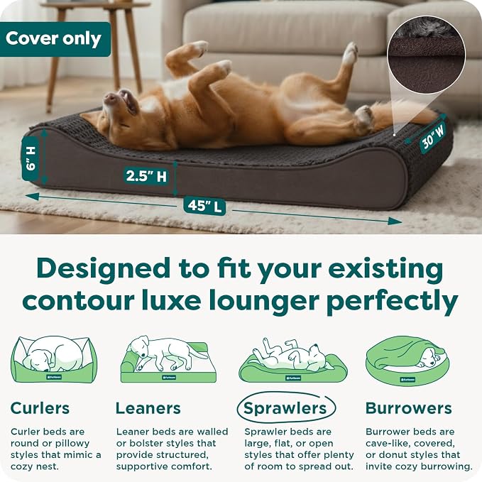 FurHaven Replacement Dog Bed Cover, Contour Luxe Lounger Design, Soft & - Image 3