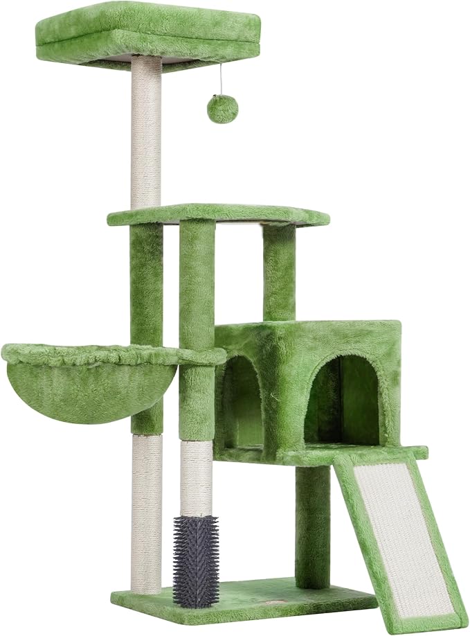 Heybly Cat Tree with Cat Self Groomer Brush, Cat Tower Condo - Image 9